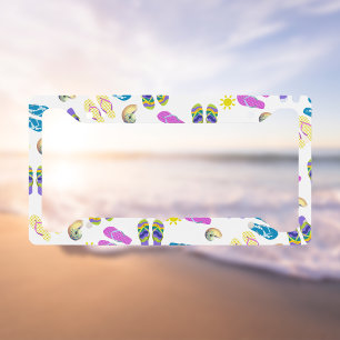 Flip Flops On The Beach License Plate Frame