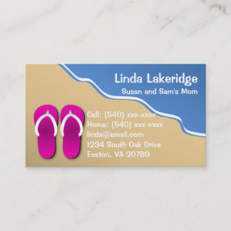 Flip Flops on the Beach Mommy Contact Info Card