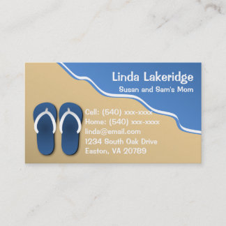 Flip Flops on the Beach Mommy Contact Info Card
