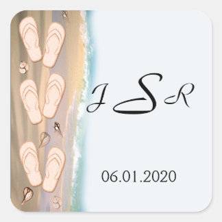 Flip Flops on the Beach Monogram Sticker