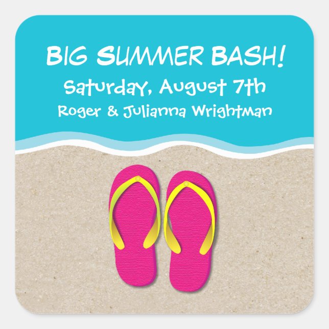 Flip Flops on the Beach Party Sticker (Front)