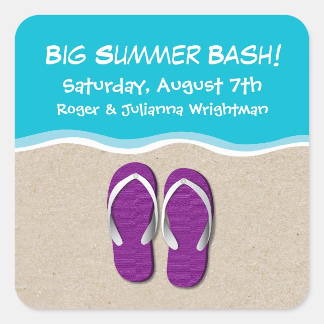 Flip Flops on the Beach Party Sticker (Front)