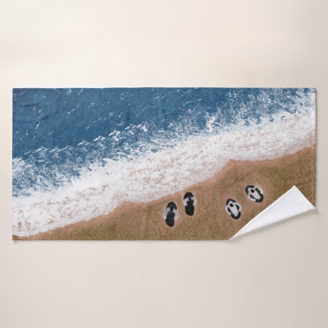 Flip Flops on the Beach Sand Bath Towel Set (Bath Towel)