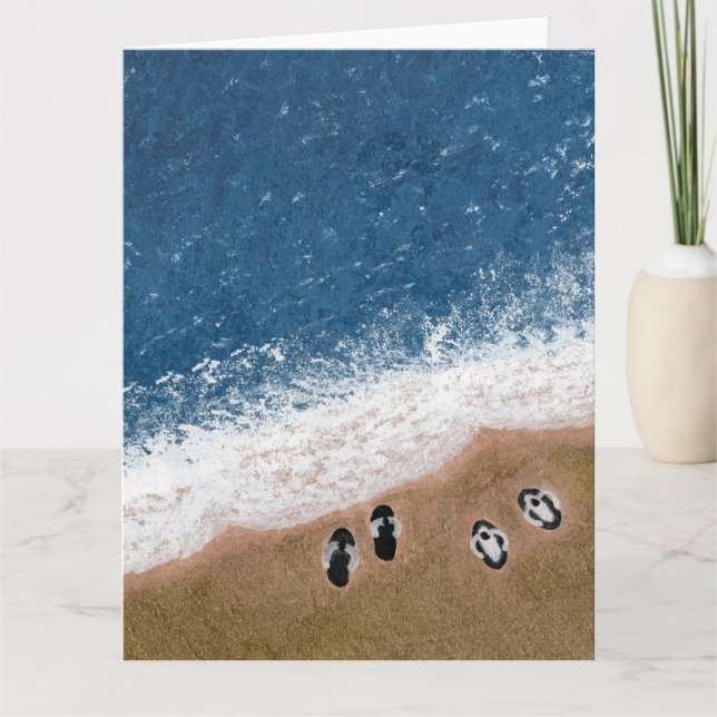 Flip Flops on the Beach Sand Card (Front)