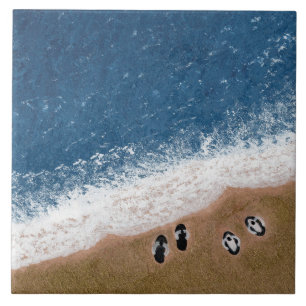 Flip Flops on the Beach Sand Ceramic Tile