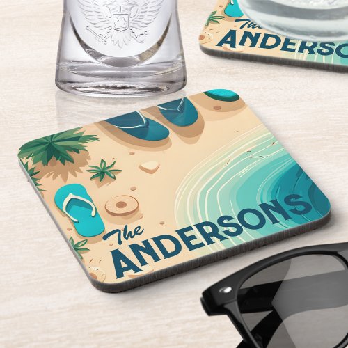 Flip Flops on the Beach Signature  Beverage Coaster