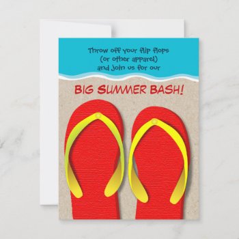 Flip Flops On The Beach Summer Party Invitation by starstreamdesign at Zazzle