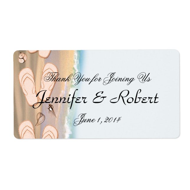 Flip Flops on the Beach Water Bottle Label (Front)