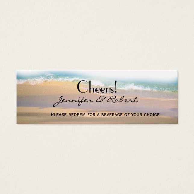 Flip Flops on the Beach Wedding Drink Tickets (Front)