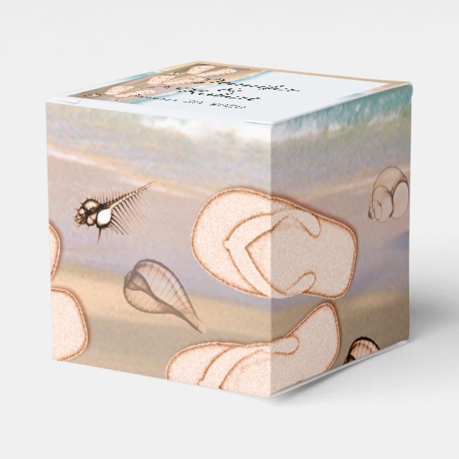 Flip Flops on the Beach Wedding Favor Boxes (Front Side)