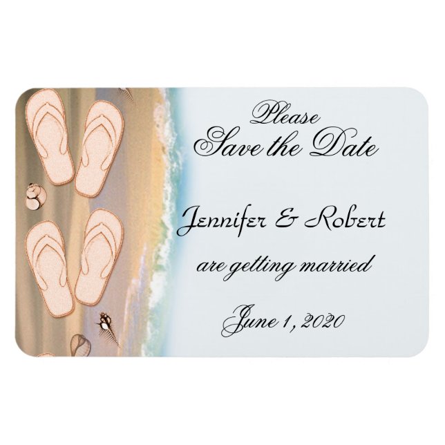 Flip Flops on the Beach Wedding Save the Date Magnet (Horizontal)