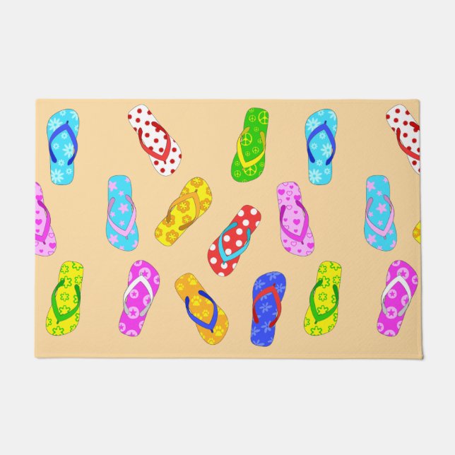 Flip Flops Pattern Welcome Beach House Doormat (Front)