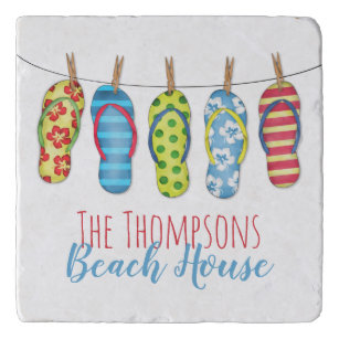 Flip Flops Personalized Beach Theme Cute Trivet