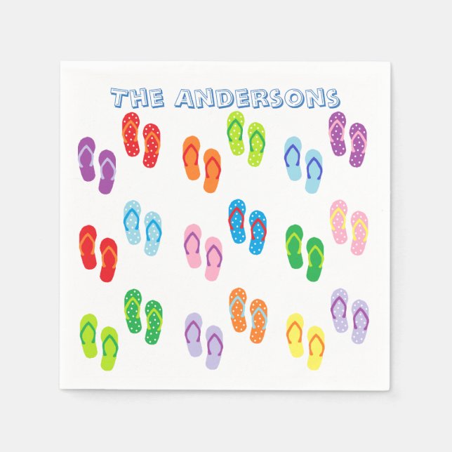"Flip Flops" Personalized Paper Napkins (Front)