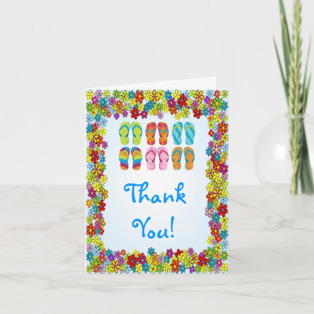 Flip Flops Pool Party Thank You Note Card (Front)