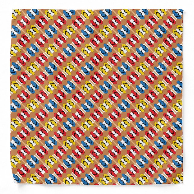 Flip Flops Primary Colors Stripes Bandana (Front)