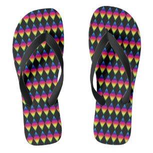 Flip Flops - Rainbow Diamonds on Black