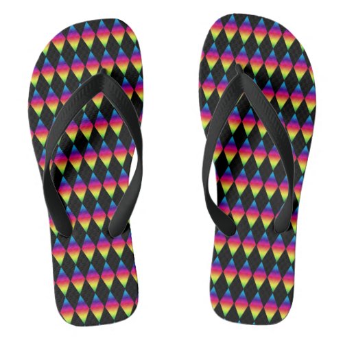 Flip Flops _ Rainbow Diamonds on Black