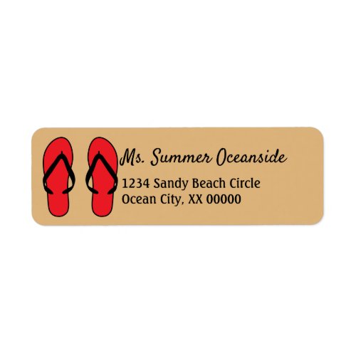 Flip Flops Red Personalized Label