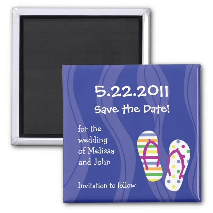 Invite includes Magnets BEACH WEDDING FLIP FLOP Save The Date 