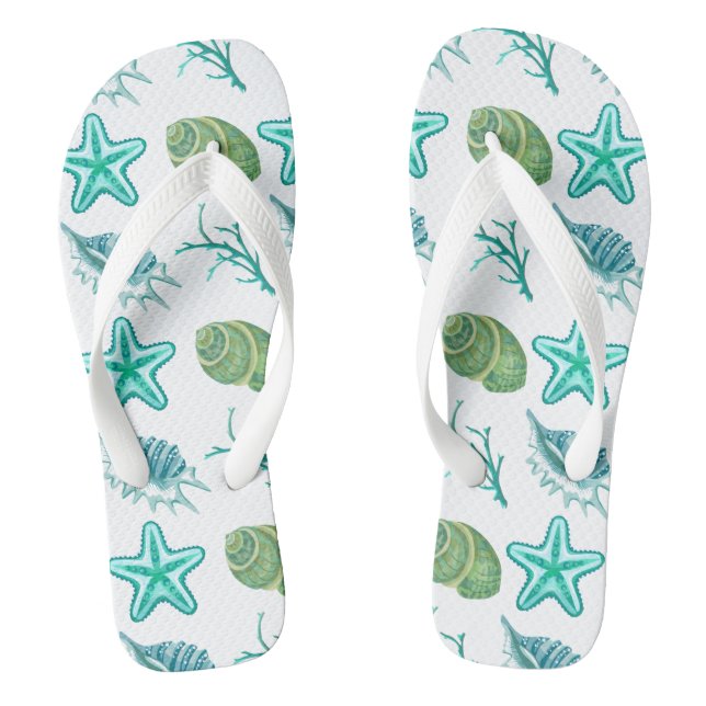 Flip Flops-Seashells Flip Flops (Footbed)