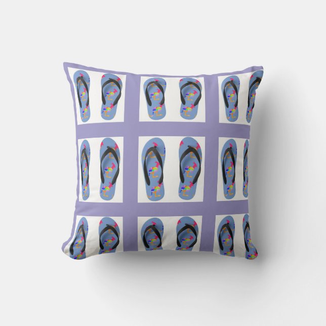 Flip Flops Squares Kids  Throw Pillow (Front)
