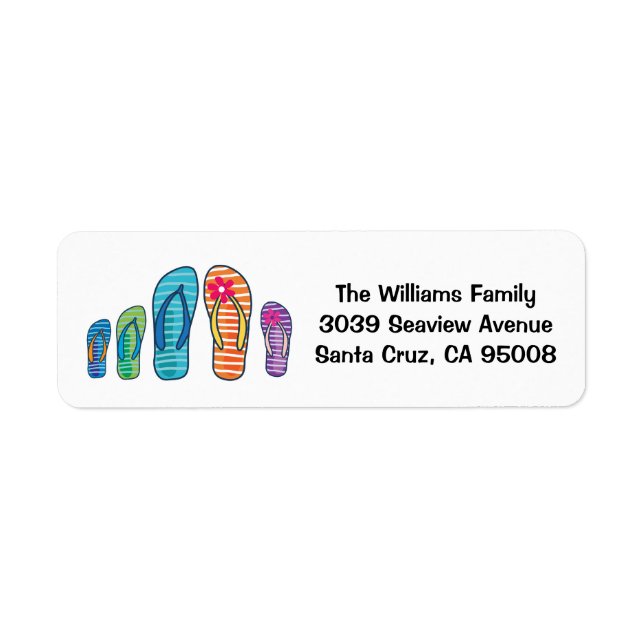 Flip Flops Summer Beach Pool Family Label (Front)