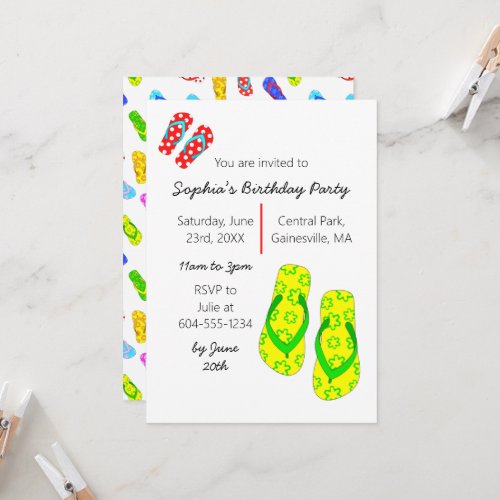 Flip Flops Summer Birthday Party Invitation