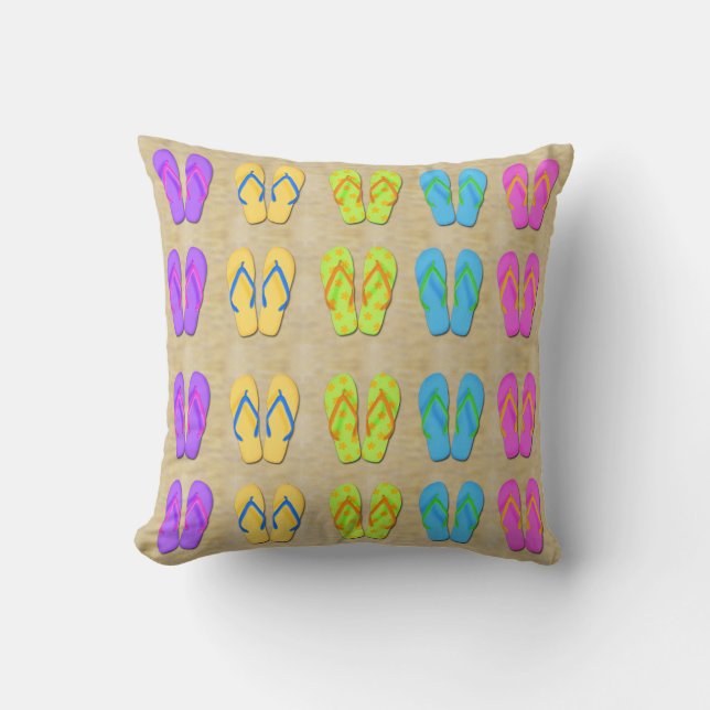 Flip Flops Throw Pillow (Front)