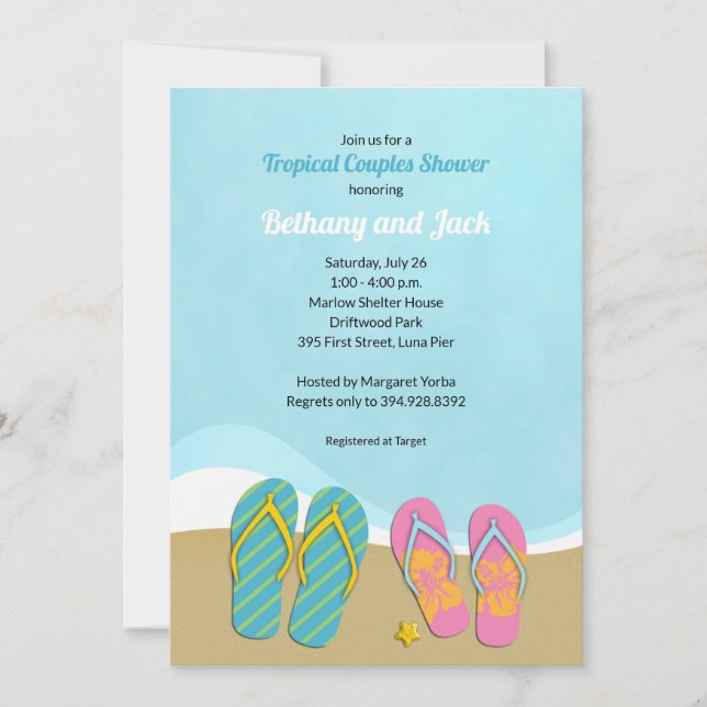 Flip Flops Tropical Bridal Shower Invitation (Front)