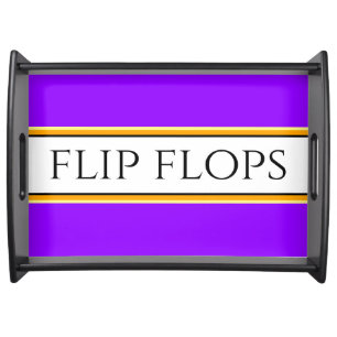 FLIP FLOPS Tropical Purple White Racing Stripes Serving Tray
