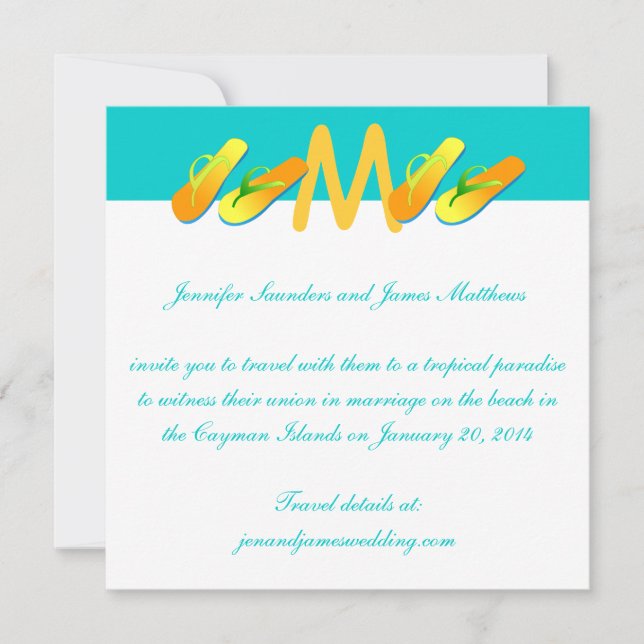 Flip Flops Tropical Wedding Invitations (Front)