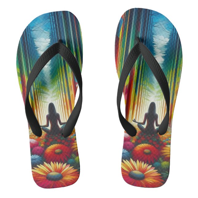 Flip Flops. Unique colorful flower bed disign Flops (Footbed)