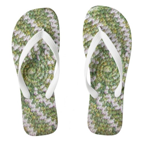 Flip Flops _ White Spiral on Green