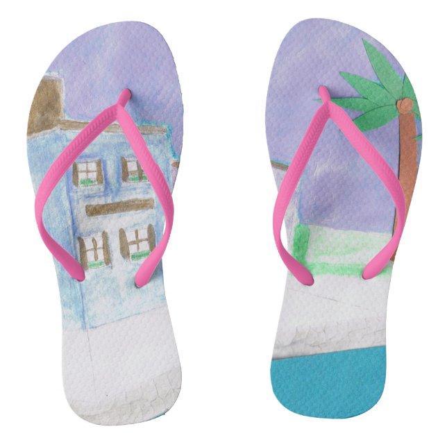 Flip-flops with a Caribbean Scene Flip Flops (Footbed)