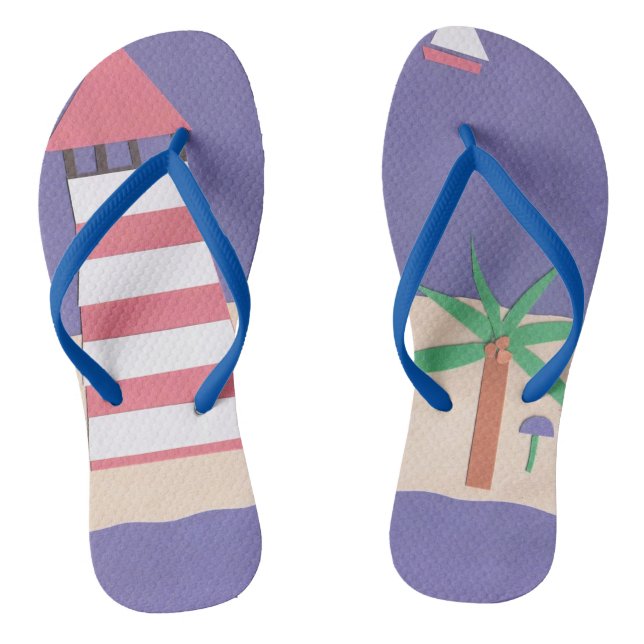 Flip-flops with a Lighthouse and Palm Tree Flip Flops (Footbed)