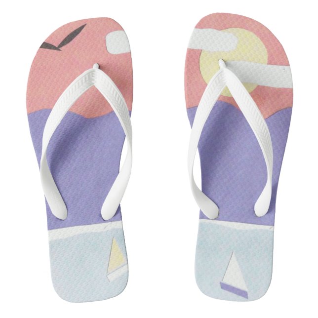 Flip-flops with a Mountain Sunset Design Flip Flops (Footbed)