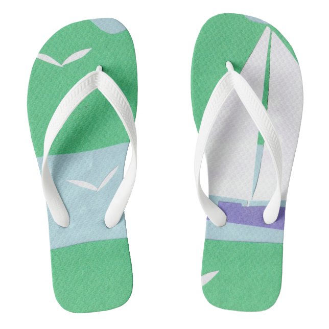Flip-flops with a Sailboat Design Flip Flops (Footbed)