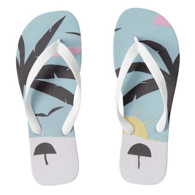 Flip-flops with a Silhouetted Beach Design Flip Flops (Footbed)