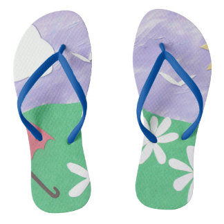 Flip-flops with Blue Straps and Outdoor Design Flip Flops