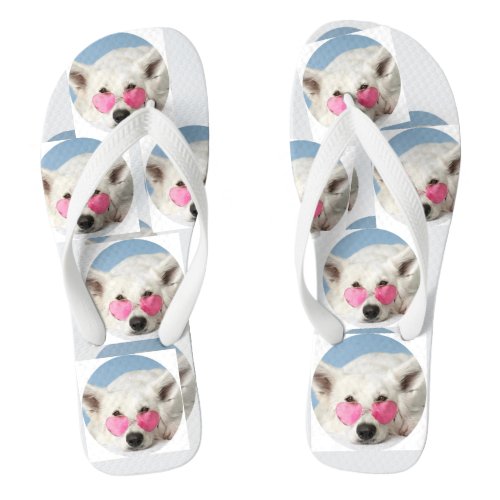 Flip flops with personalized pet images