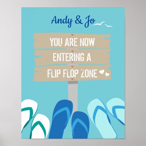 Flip Flops Zone Aqua Wedding Reception Sign