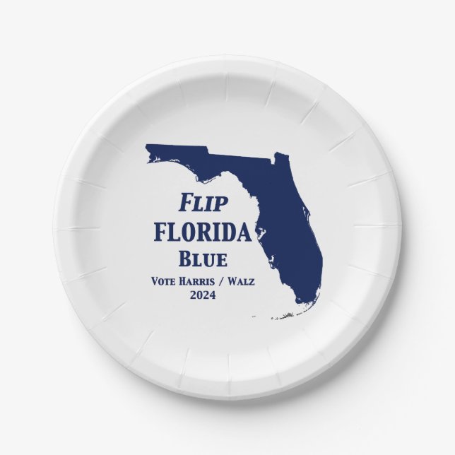 Flip Florida Blue in 2024 Paper Plates (Front)