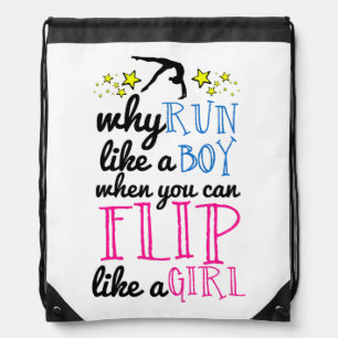 Flip Like a Girl Empowerment Gymnastics Drawstring Bag
