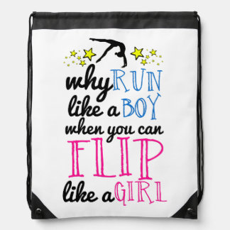 Flip Like a Girl Empowerment Gymnastics Drawstring Bag