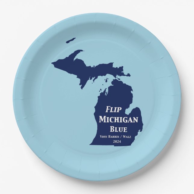 Flip Michigan Blue in 2024 Paper Plates (Front)