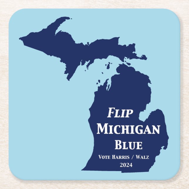 Flip Michigan Blue in 2024 Square Paper Coaster (Front)