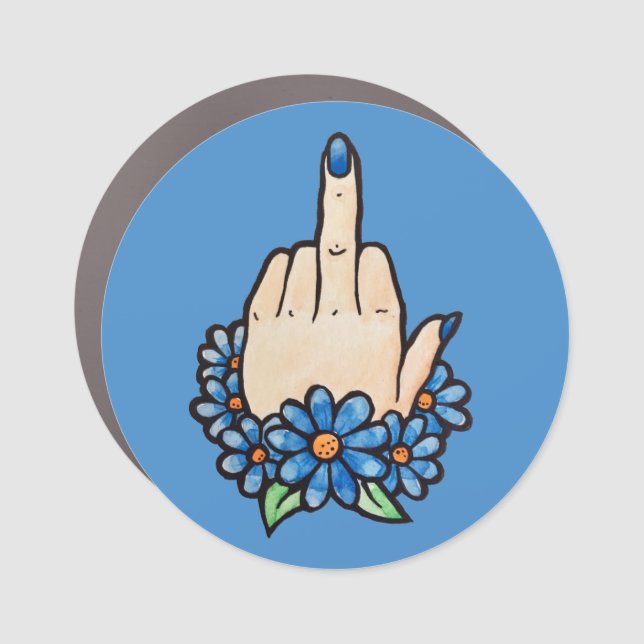 Flip Off Middle Finger UP Car Magnet (Front)