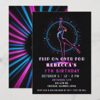 Flip On Over Fun Neon Glow Gymnastic Birthday