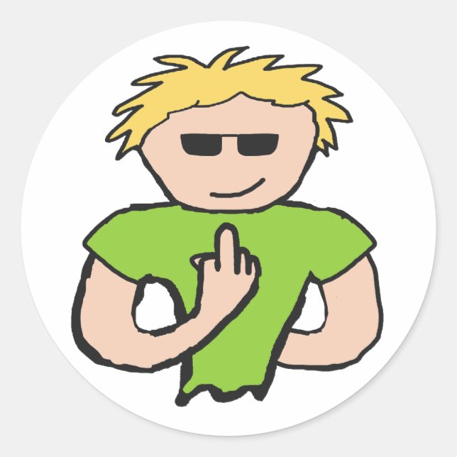Flip The Bird Classic Round Sticker (Front)